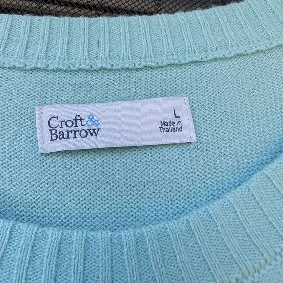 Croft & Barrow The Extra Soft Cabled Crew Neck Sweater Barefoot Beach Large EUC - Picture 5 of 10